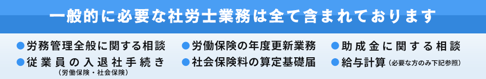一般的に必要な社労士業務はすべて含まれております